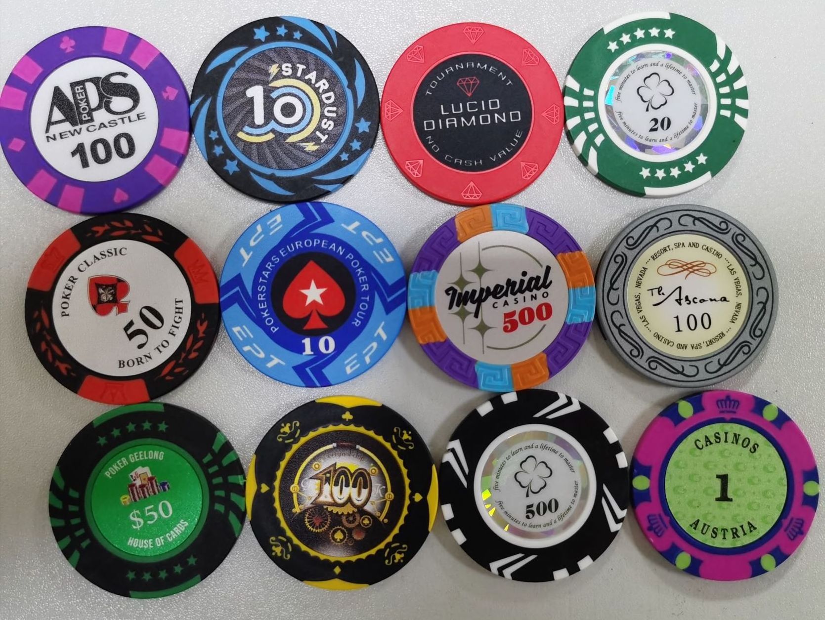 Poker Plastic Chips Casino High Quality Printed Logo Customized Poker Chips