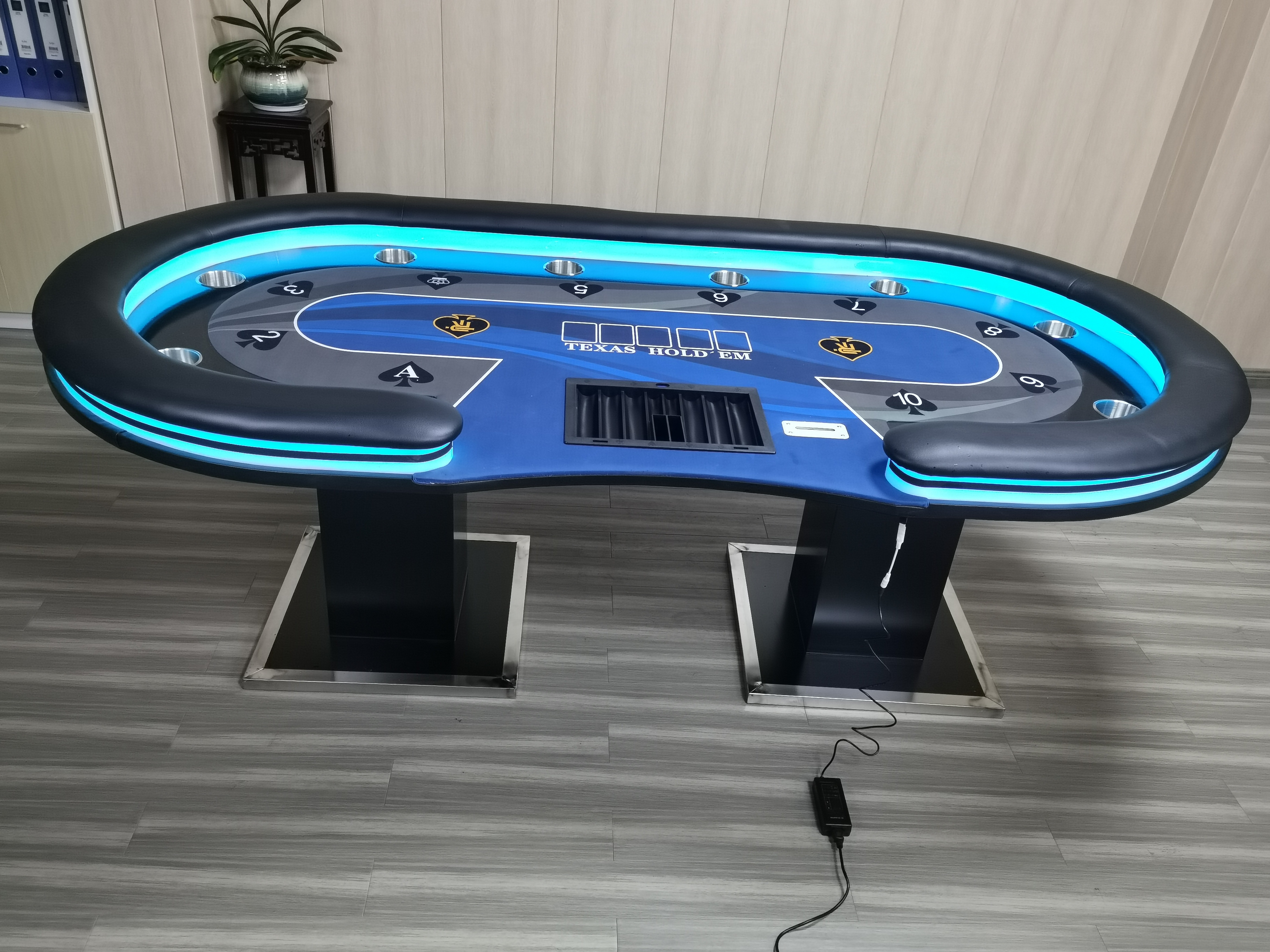 Texas table Casino Poker Table Gambling Table for 10 players with LED