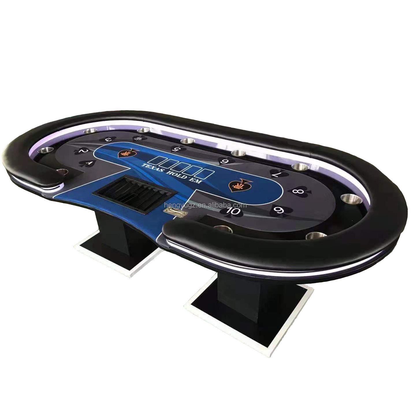 Wholesale LED Poker Table Texas Hold em poker Classic designed Custom 10 seat Poker Gambling Table