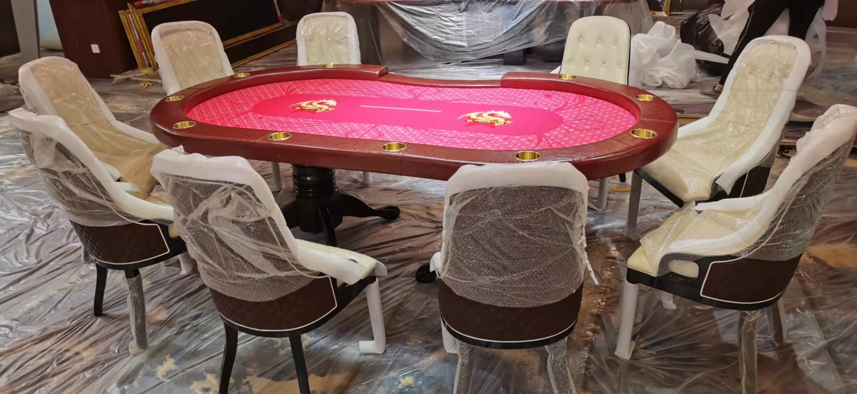 96 Inch Casino  Crab Legs Poker Table with LED Lamps USB Charging Jack Texas Hold Em Custom Casino Table Tiger Claw Leg