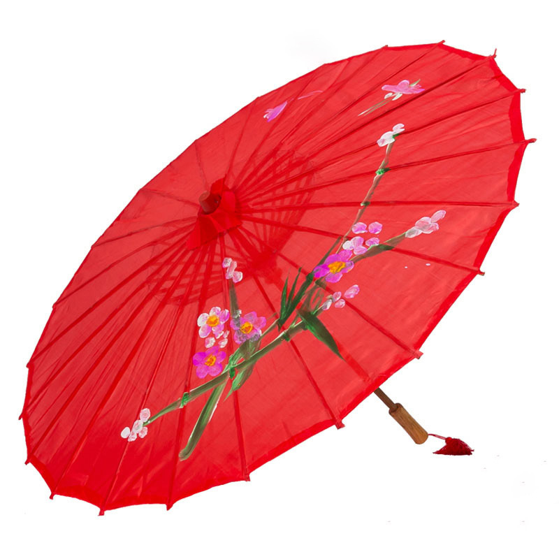 Wholesale nylon parasols chinese paper umbrella handmade  silk wedding party decoration bamboo craft parasol