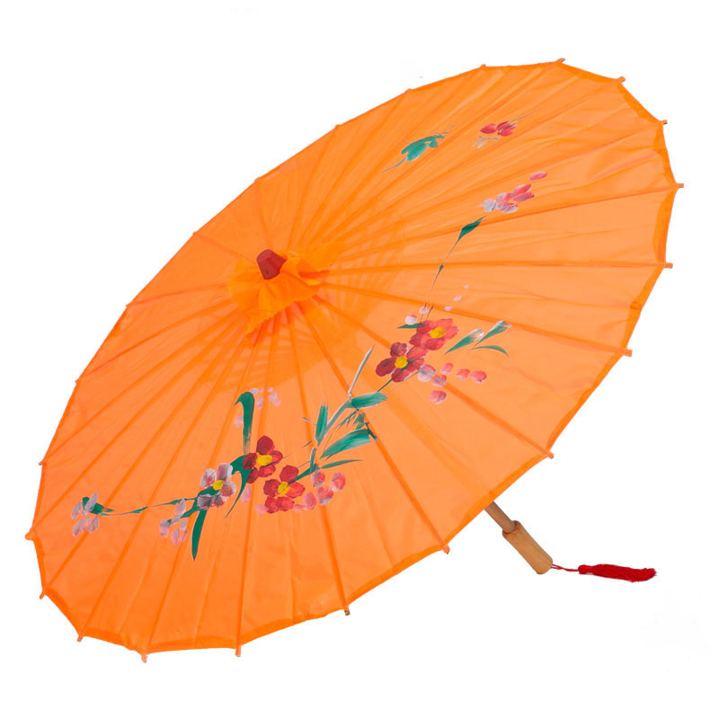 Wholesale nylon parasols chinese paper umbrella handmade  silk wedding party decoration bamboo craft parasol