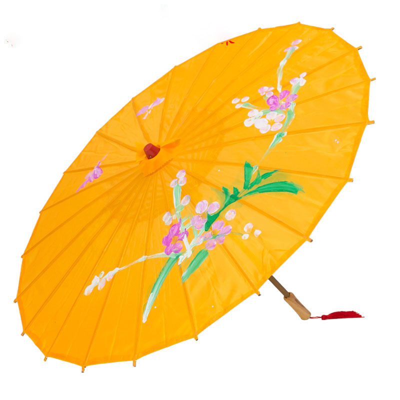 Wholesale nylon parasols chinese paper umbrella handmade  silk wedding party decoration bamboo craft parasol