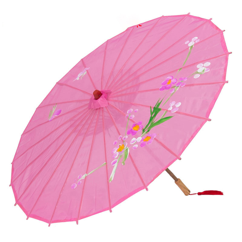 Wholesale nylon parasols chinese paper umbrella handmade  silk wedding party decoration bamboo craft parasol