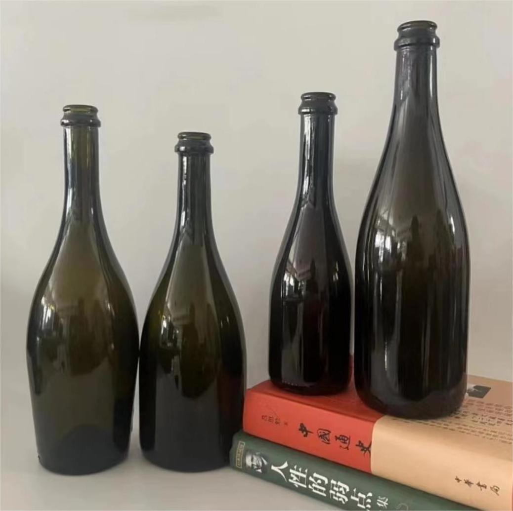 custom empty mini small 375 ml 750 ml burgundy screw sealing cheap champagne wine glass bottles