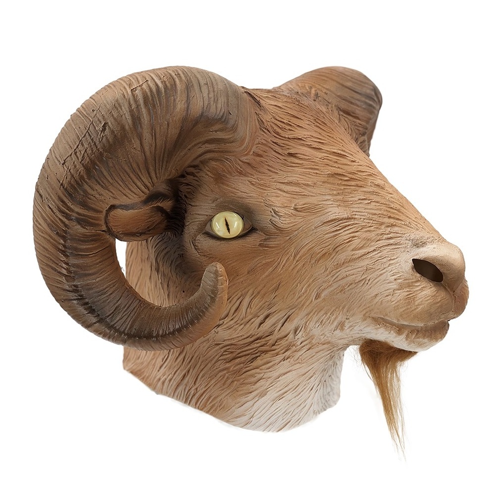 Realistic Sheep  Head Mask Halloween Goat Costume Latex Rubber Ram Mask Antelope Mask