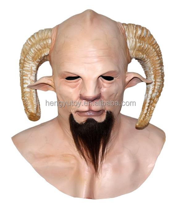 Realistic Goat Devil Demon Horned Beast Adult Latex Krampus Mask