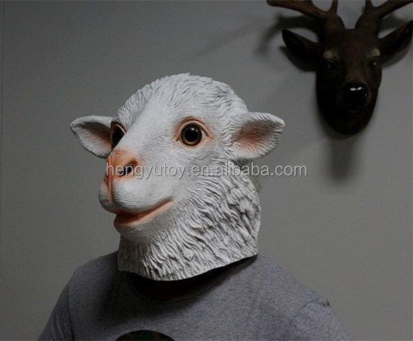 Rubber Halloween Costume Props Latex Goat Mask Latex Sheep Head Costume