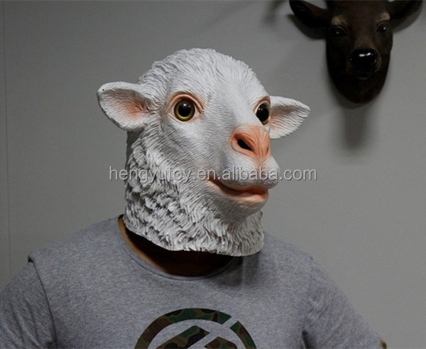 Rubber Halloween Costume Props Latex Goat Mask Latex Sheep Head Costume