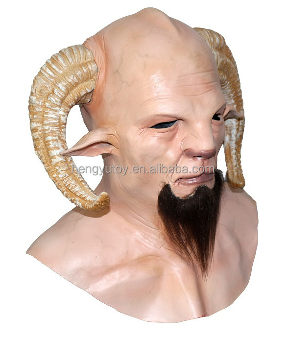 Realistic Goat Devil Demon Horned Beast Adult Latex Krampus Mask