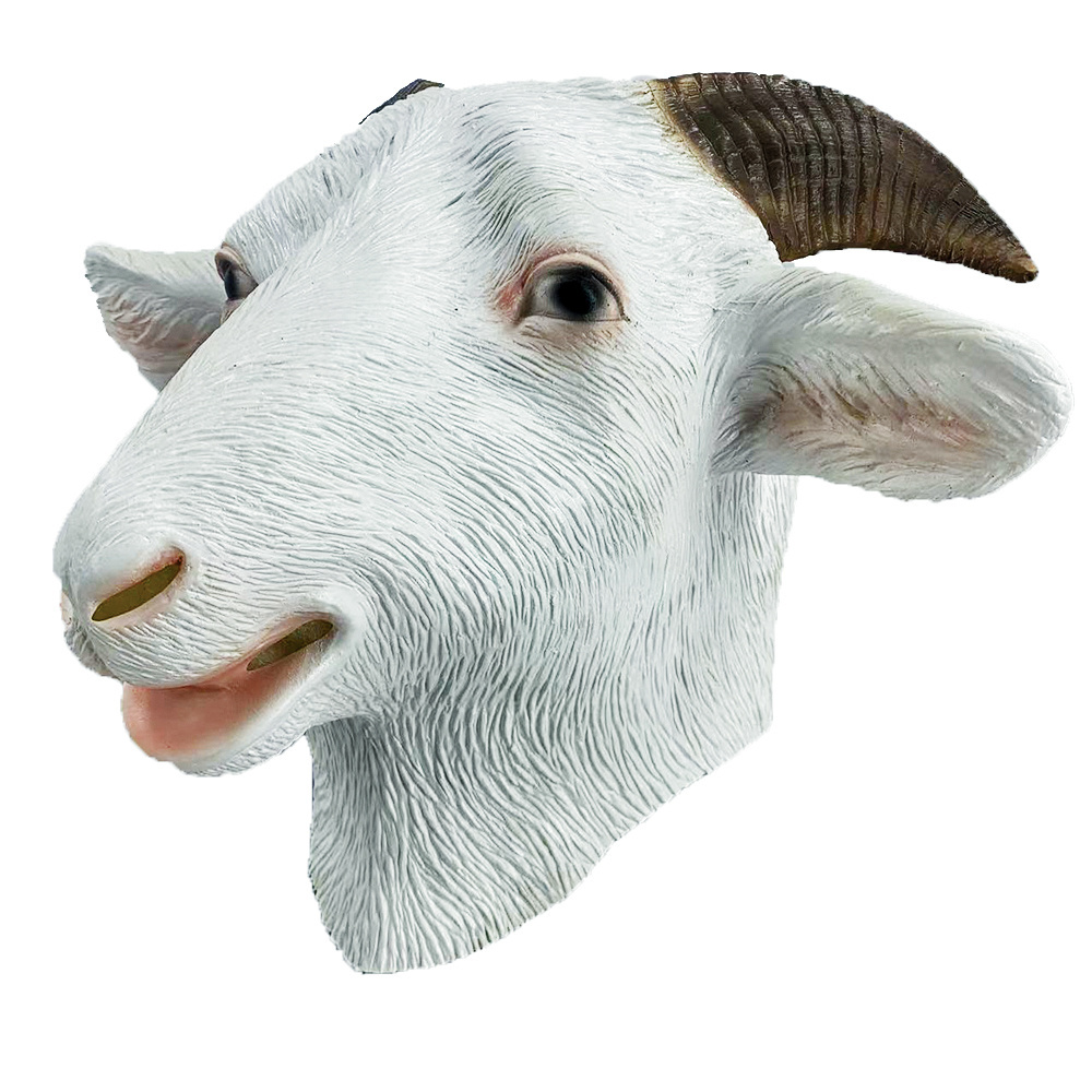 Goat Antelope Animal Head Mask Latex Sheep Farmyard Full Overhead Mask Rubber Halloween Party Costumes