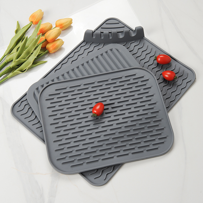 silicone draining mat large dining table insulation mat kitchen striped sink tableware dish drying mat