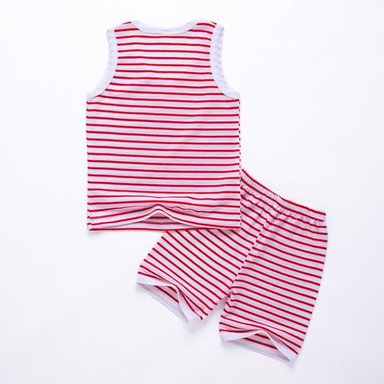 Summer Baby Boy Girls Clothes Two Piece Vest Short Sets Striated Kids Cotton Cute 2 Pcs Kids Suits