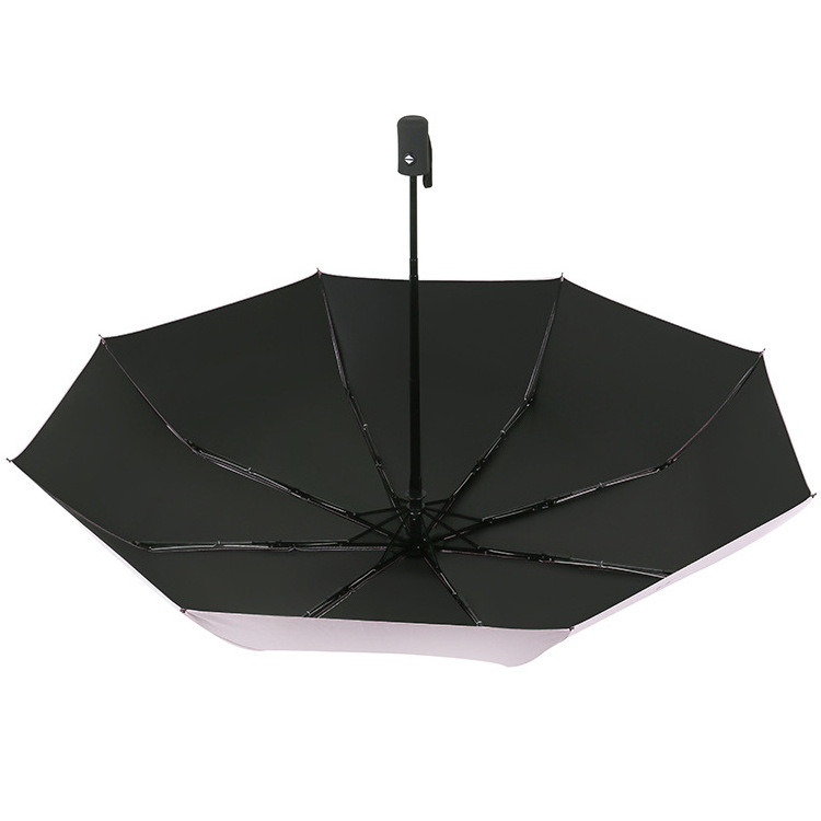 black coating UV umbrella for sunny and rainy day automatic three folding umbrella