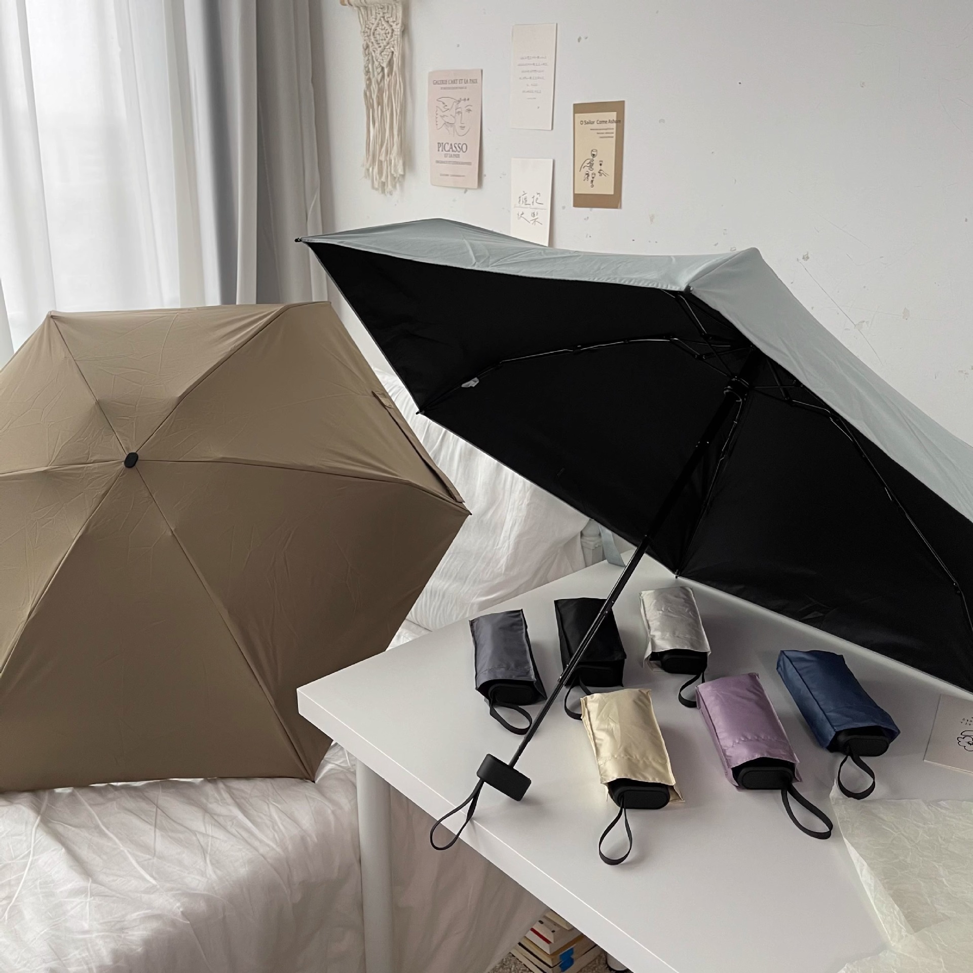 pocket umbrella six folding umbrella mini phone umbrella for portable rainy and sunny day 14cm 220g