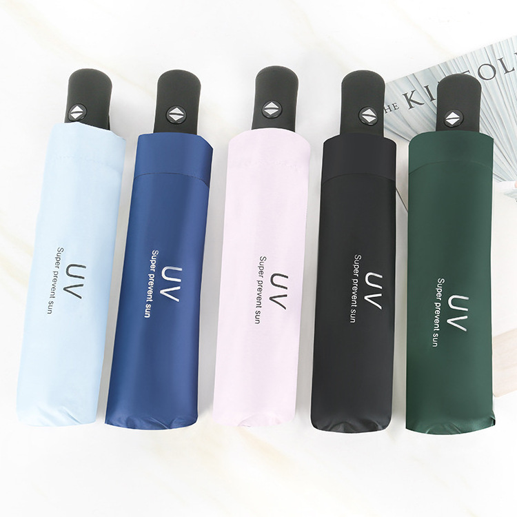 coating UV umbrella for sunny and rainy day automatic three folding umbrella