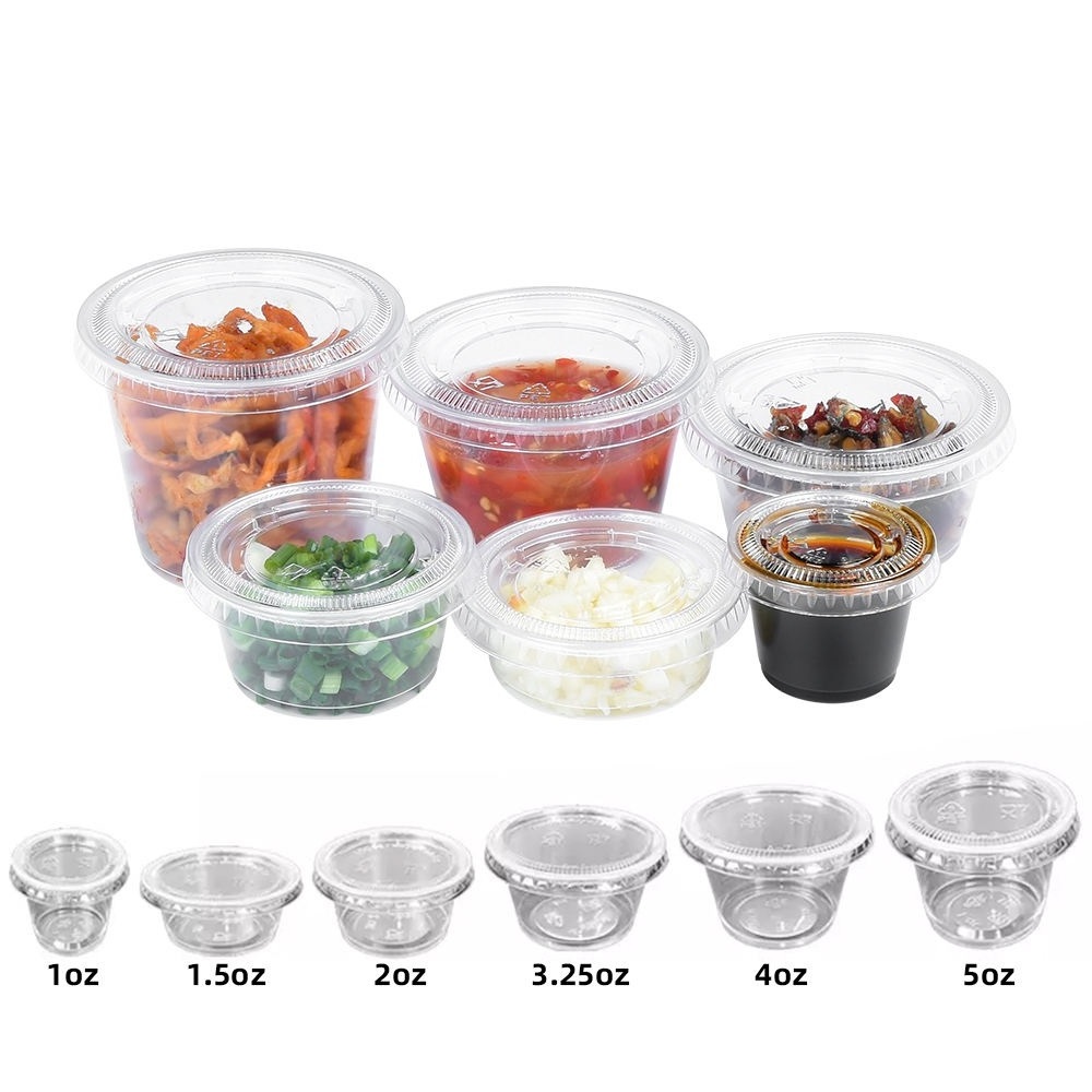 Disposable PP 30ml 1/2/3/4 Oz Small Mini Condiment Sauce Cup Clear Cups Dipping Sauce Container