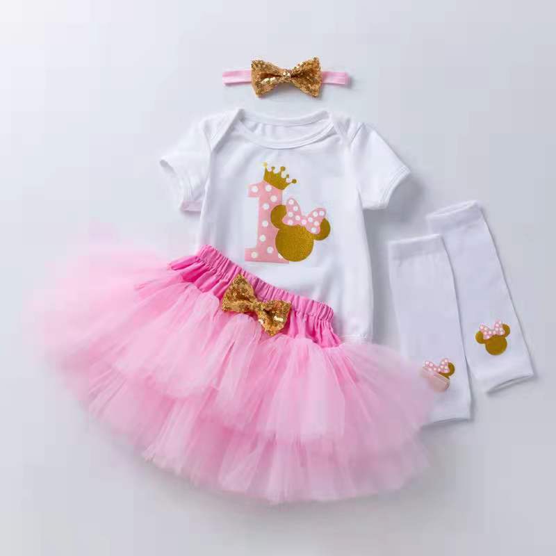 Hot 0-2 years Baby Girl One Year Birthday Cloth Gift Infant Cake Tutu Dress Baby Birthday for Party Baby 1 year Old Party Dress