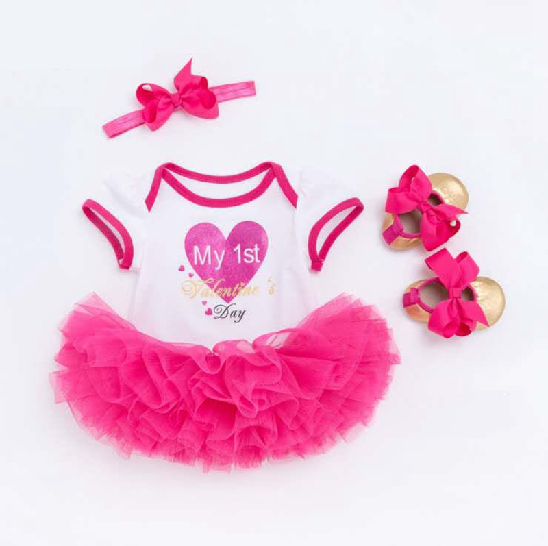 Baby Girl Dresses Summer First 1st Birthday Cake Smash Outfits Clothes 4pc Sets Romper Tutu Skirt Headband Toddler Dresses Girls