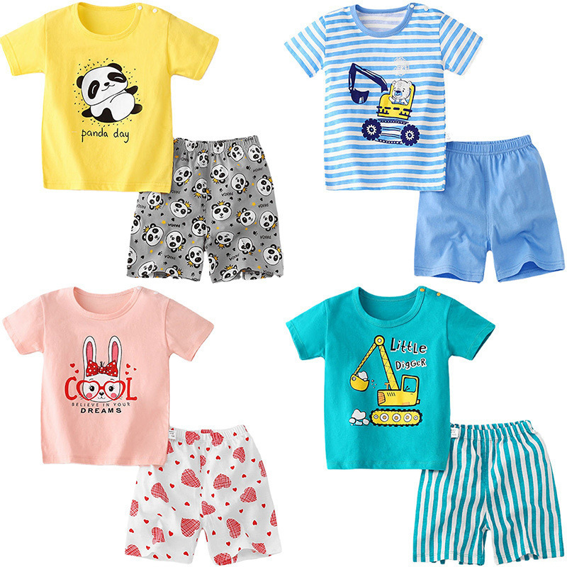 New children pajamas wholesale 1-6 years old short sleeve shorts kids pyjamas 100% cotton boys and girls baby pajamas set