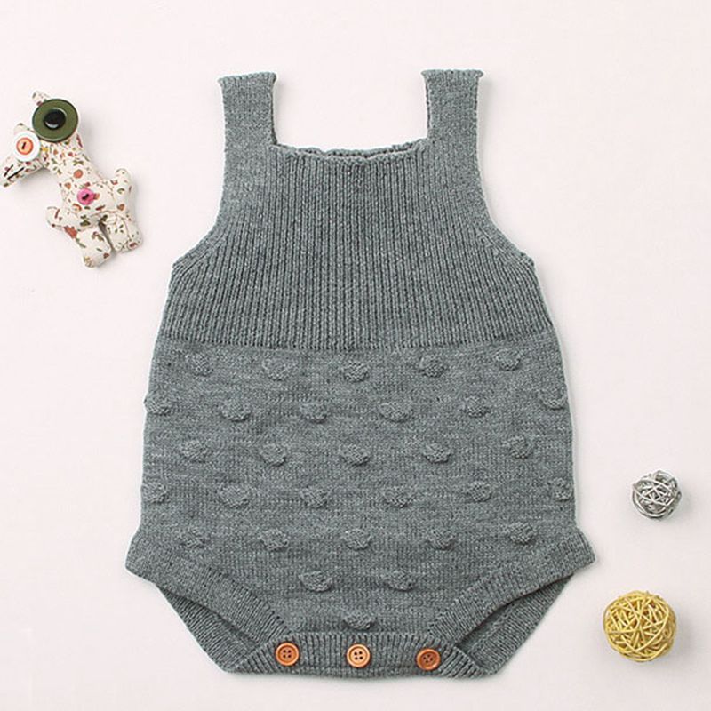 Toddler Boys Baby Crochet Romper Autumn Children Sweaters Clothes Grey Sleeveless Baby Girls Jumpsuits Outfit Children Overall