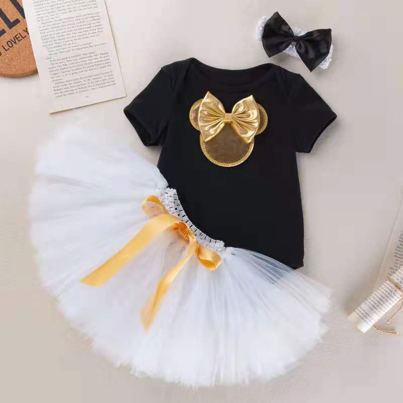 Cheap 1 Year Girl Birthday Dress Baby Romper+Tutu+Headband Newborn Girl Clothes 12Months Dresses Gown Toddler Party Dress Baby