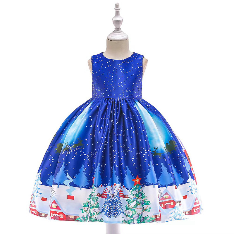 New Year Girl Christmas Dress Baby Winter Snowman Holiday Children Clothing Party Kids Santa Claus Costume Gift 4-9 years old