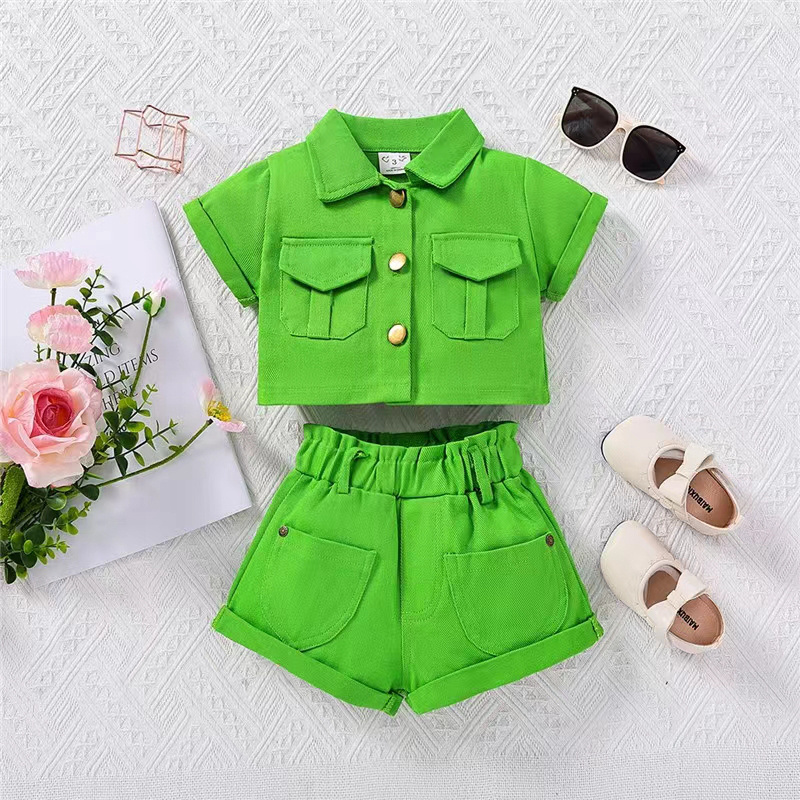 Rts 3 4 5 6 7 Years Old Denim Suit Jean Short Kids Summer Clothes Toddler Girls Clothing Sets Smocked Children Clothes Wholesale