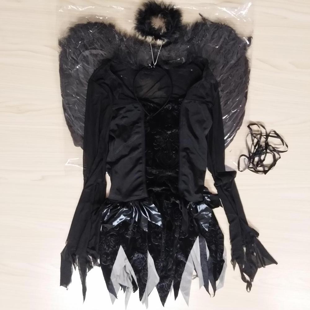 Halloween Women Dark Angel Cosplay Costumes Female Ghost Bride Demons Carnival Stage Performance Garment Scary Evening Gowns