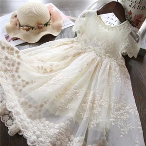 Kids Girls' Summer Korean Dress for Girl 2-10 Year Christening Lace Tulle Smock Twirl Dress Girl Infant Party Cake Smash Outfit