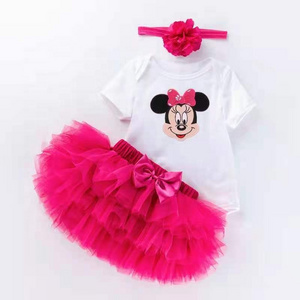 Cheap 1 Year Girl Birthday Dress Baby Romper+Tutu+Headband Newborn Girl Clothes 12Months Dresses Gown Toddler Party Dress Baby