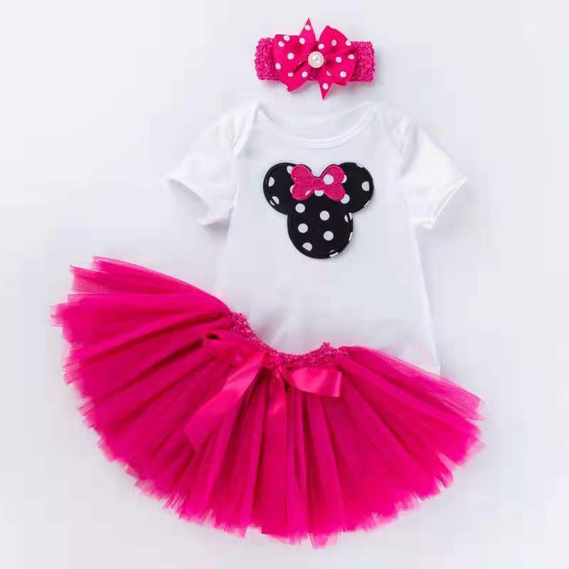 Cheap 1 Year Girl Birthday Dress Baby Romper+Tutu+Headband Newborn Girl Clothes 12Months Dresses Gown Toddler Party Dress Baby