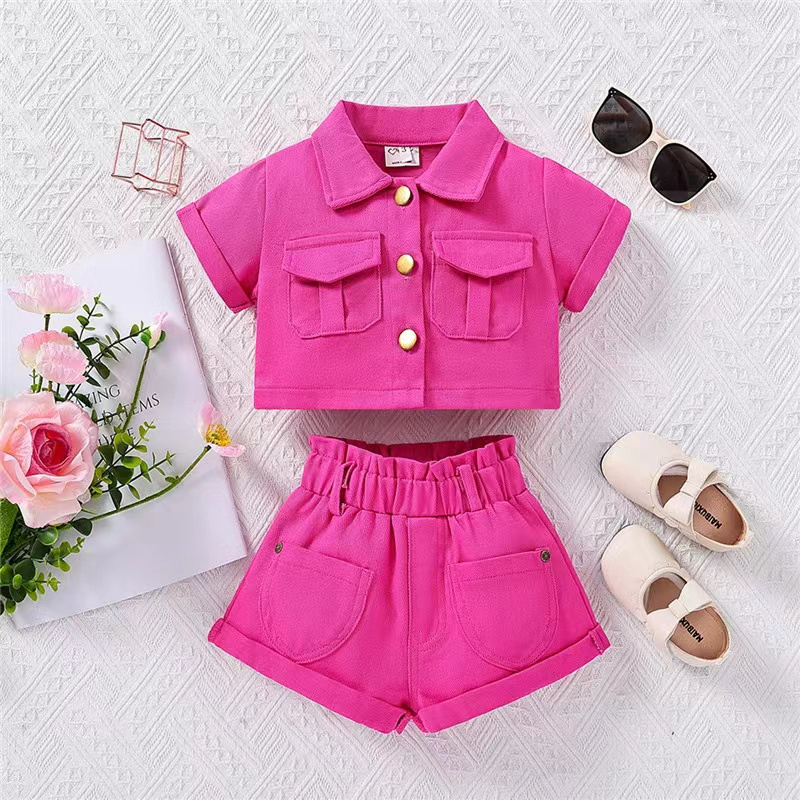 Rts 3 4 5 6 7 Years Old Denim Suit Jean Short Kids Summer Clothes Toddler Girls Clothing Sets Smocked Children Clothes Wholesale