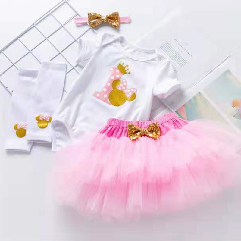 Hot 0-2 years Baby Girl One Year Birthday Cloth Gift Infant Cake Tutu Dress Baby Birthday for Party Baby 1 year Old Party Dress