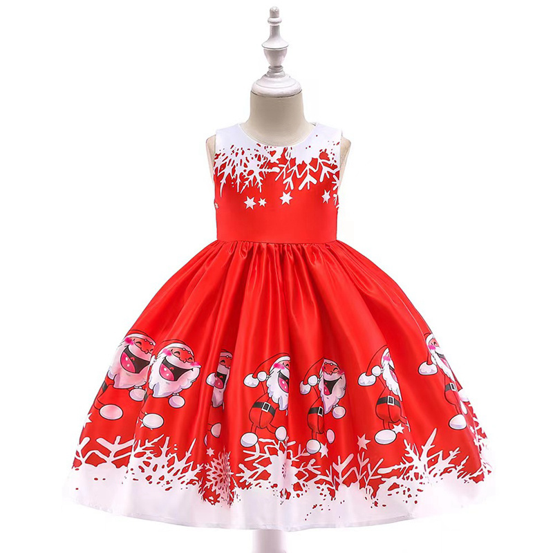 New Year Girl Christmas Dress Baby Winter Snowman Holiday Children Clothing Party Kids Santa Claus Costume Gift 4-9 years old