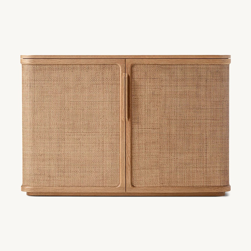 Nordic Style Modern Furniture High Quality French Luxury Dining Room Handwoven Cane 2-Door Sideboard