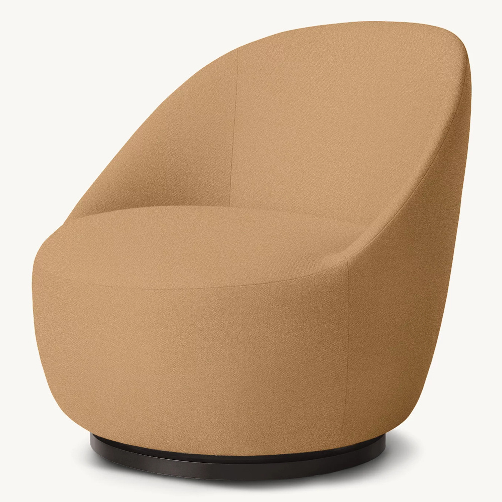 Nordic modern corner sofa chair bedroom boucle swivel rounded arm leisure chair velvet occcasional living room Single Couch