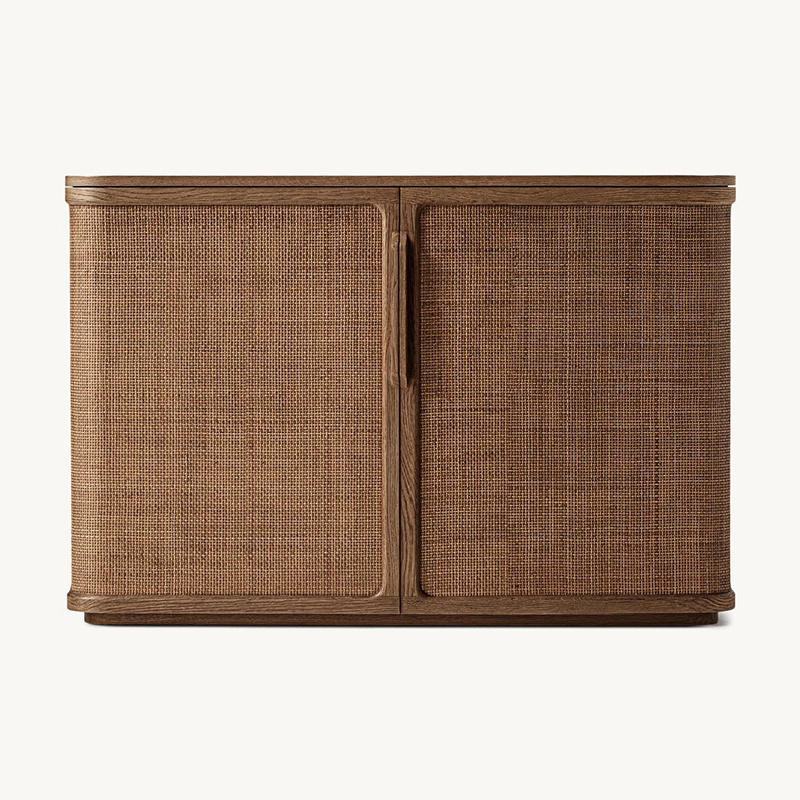 Nordic Style Modern Furniture High Quality French Luxury Dining Room Handwoven Cane 2-Door Sideboard