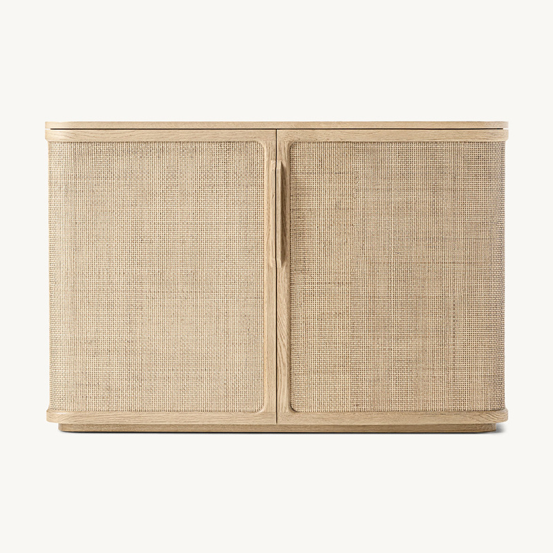 Nordic Style Modern Furniture High Quality French Luxury Dining Room Handwoven Cane 2-Door Sideboard