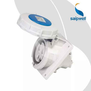 SAIPWELL Factory Outlet IP67 CE European Standard Panel Mounted Angle Socket 400V 16A Industrial Socket