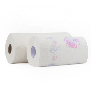 Disposable kitchen towel 3 layers white kitchen printing tissue roll reusable paper towels kitchen paper