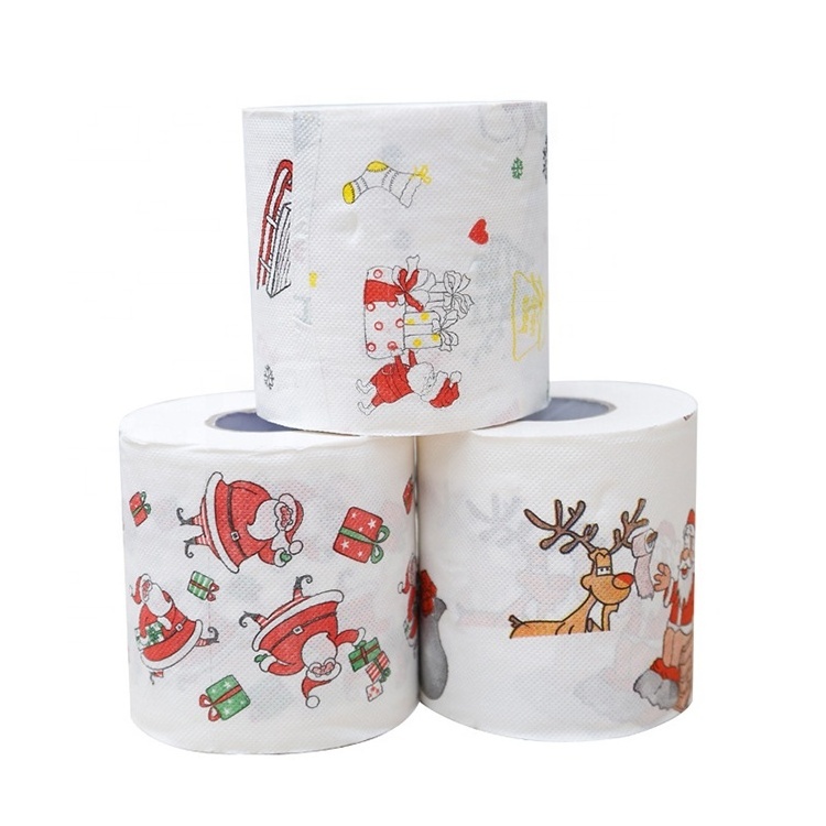 Cheap made in China Soft cheap high quality custom Christmas printing organic soft toilet paper