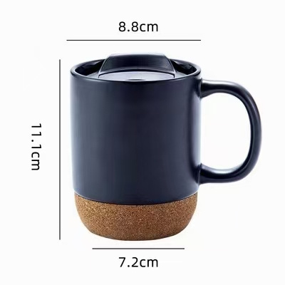 Canecas Wood Cork Bottom insulated coffee printed design logo ceramic mugs for Tea Latte Cappuccino