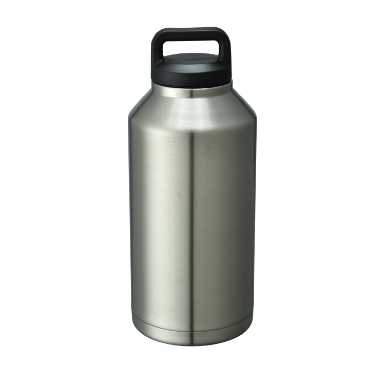 Big Metal Exercise Cycling 2 Liter 64 Oz 600ml Gym Stainless Steel Water Bottle