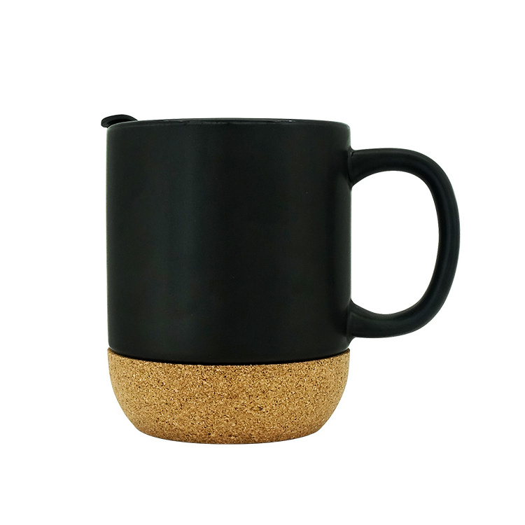 Canecas Wood Cork Bottom insulated coffee printed design logo ceramic mugs for Tea Latte Cappuccino