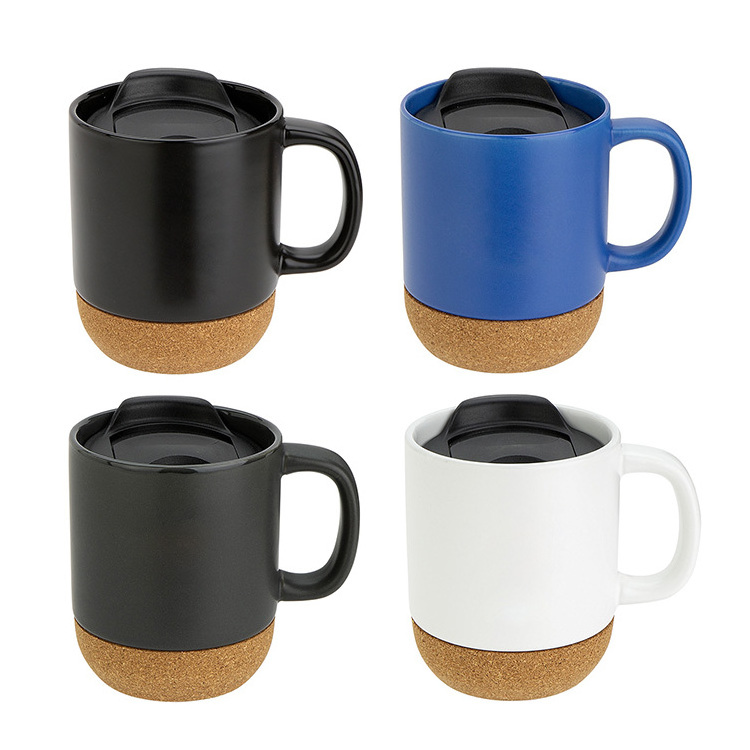 Canecas Wood Cork Bottom insulated coffee printed design logo ceramic mugs for Tea Latte Cappuccino