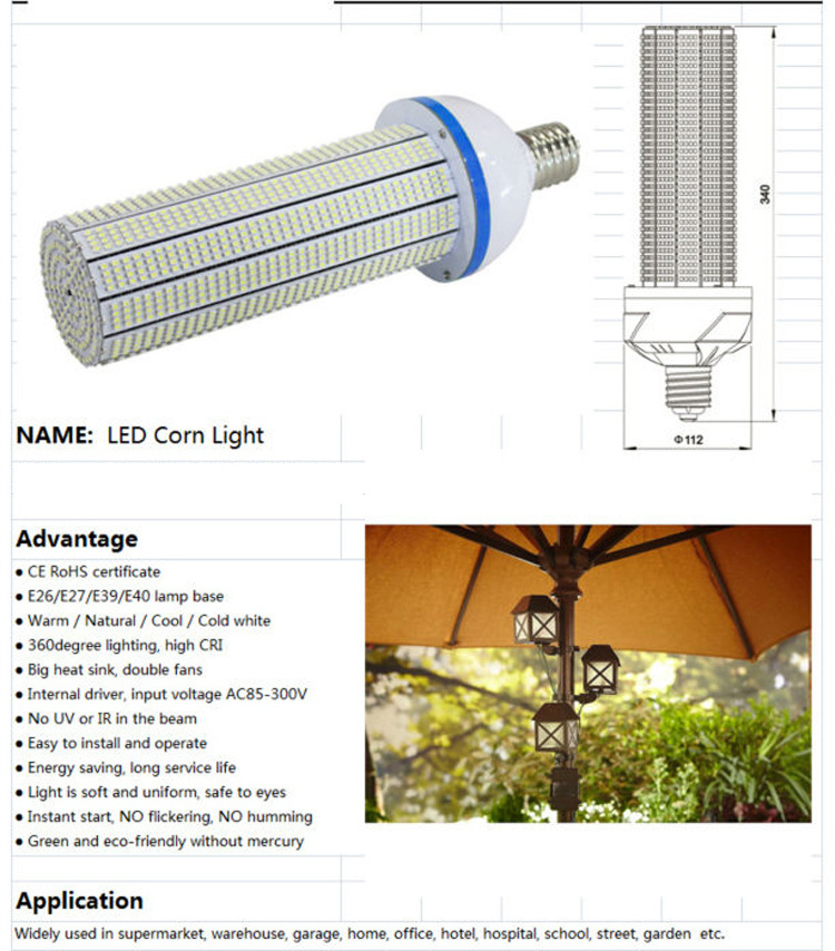 Use Led Corn Light Customize SMD Indoor Hot Sale 60w AC Led E40 Aluminum Alloy Street E40 Led Lamp 400w Led Bulb 45w E40 Outdoor