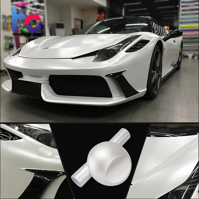 High quality PVC Adhesive Vinyl Roll 1.52*18M White Satin Chrome Car Vinyl Wrap