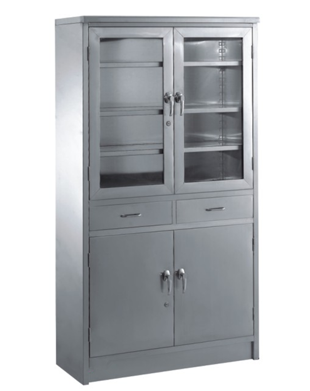 Hospital Furniture Stainless Steel Lockable Medical Instrument Cabinet Medicine Cupboard