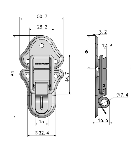 fashion suitcase tool box latch draw bolt padlockable  latch lock metal truck toolbox slam latch locks for briefcase